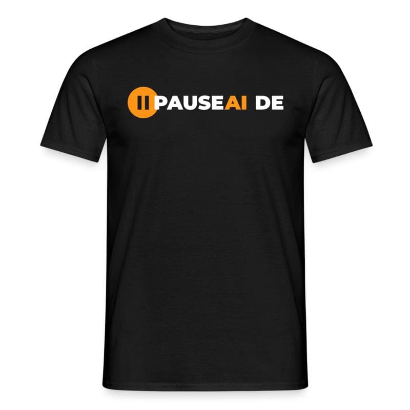 PauseAI DE Schwarzes Shirt Mit Logo Rückseite